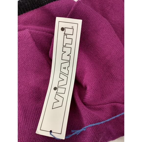 Vintage Vivanti Women's Sweater Wrap Style Purple Black Sz 16 Reto - Picture 13 of 16